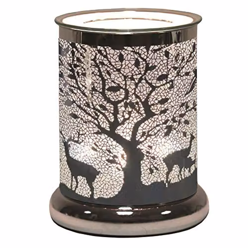 Aroma Accessories Silhouette Electric Wax Melt Burner in Silver, Stag Design
