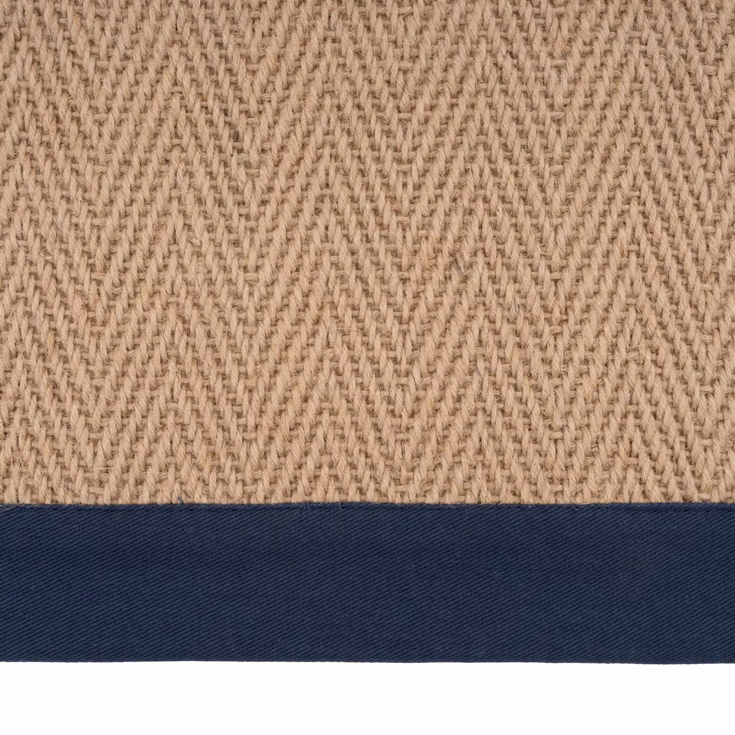 Kukoon Natural Golden Beige and Navy Blue Jute and Cotton Herringbone Pattern Woven Area Rug, W: 160 cm, D: 230 cm – 3