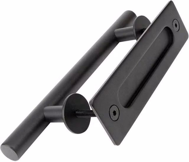 NESTLUNE Black Carbon Steel 12 inch Barn Door Handle Pull, W: 52 cm, H: 1000 cm