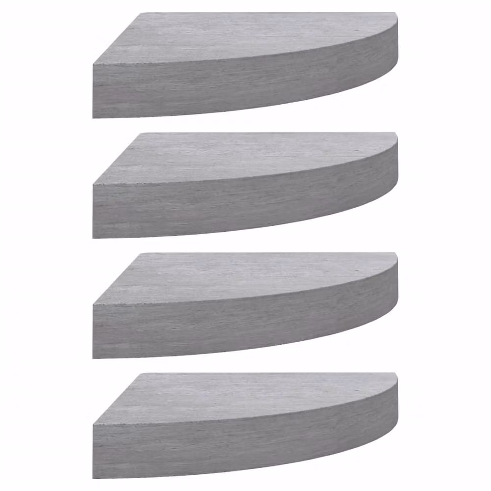Berkfield Home Set of 4 Wall Mounted Industrial Corner Shelves in Concrete Grey, W/D/H: 25 x 25 x 3.8 cm – 2