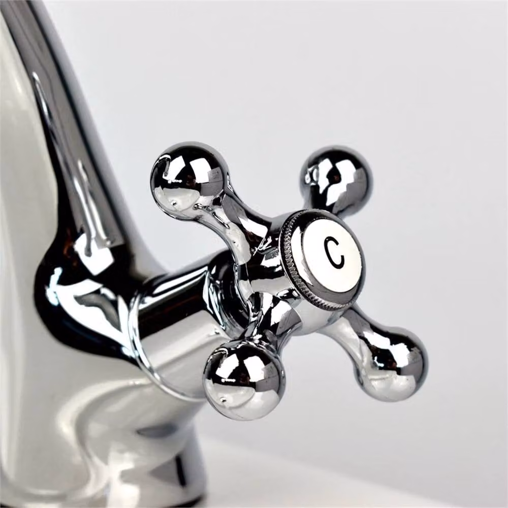 Nordara Dual Handle Bathroom Basin Mixer Tap with Unslotted Waste in Silver Chrome – 1