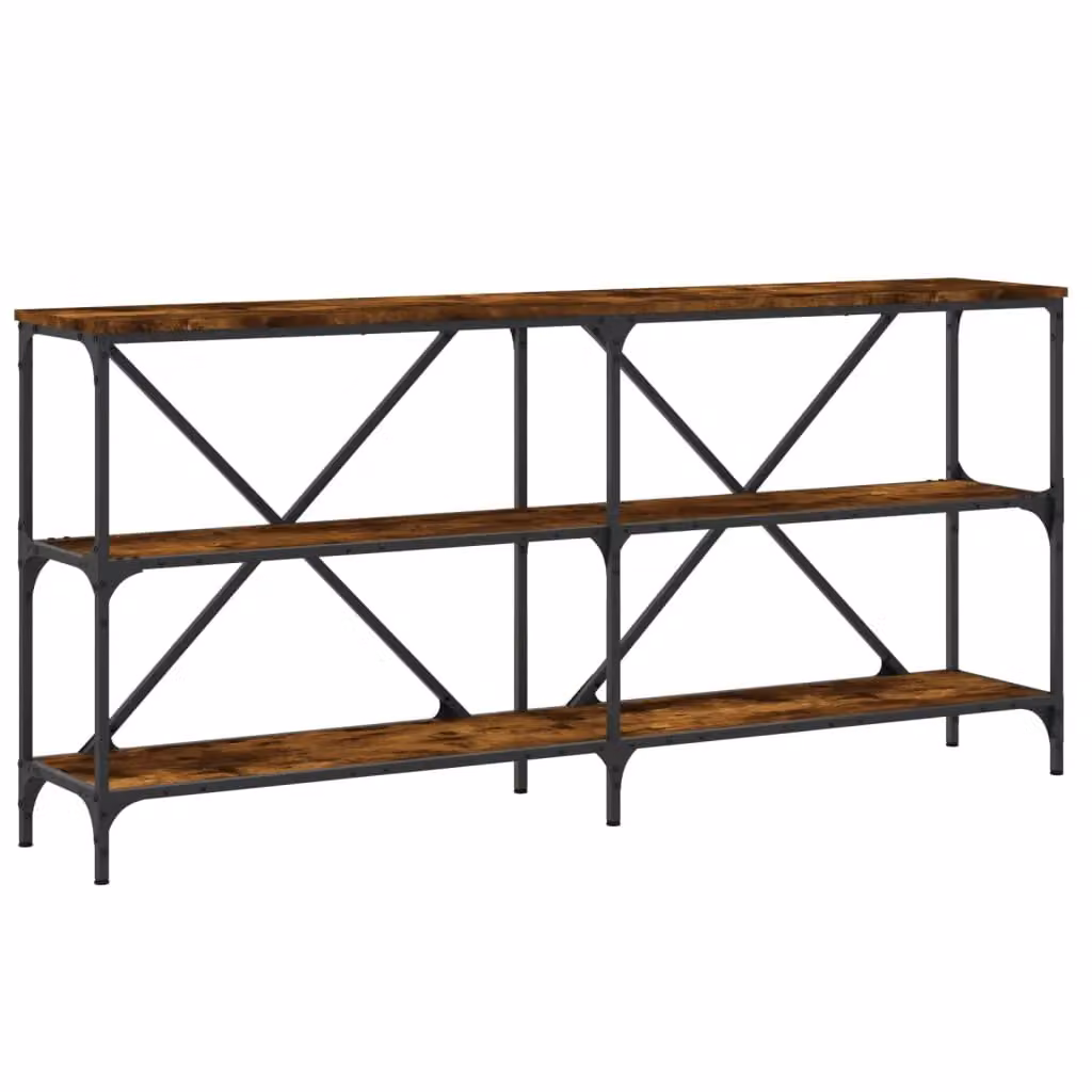 Berkfield Home Industrial Console Table in Smoked Oak and Brown, W/D/H: 160 x 30 x 75 cm – 2