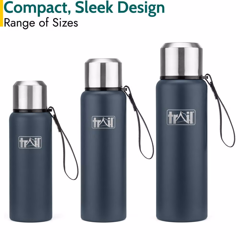 Trail Stainless Steel Vacuum Insulated Leisure Flask with Strap in Dark Grey, 800 ml – 5