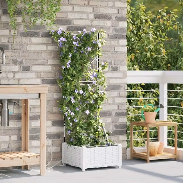 Berkfield Home Garden Planters with Water Irrigation System, White – 1