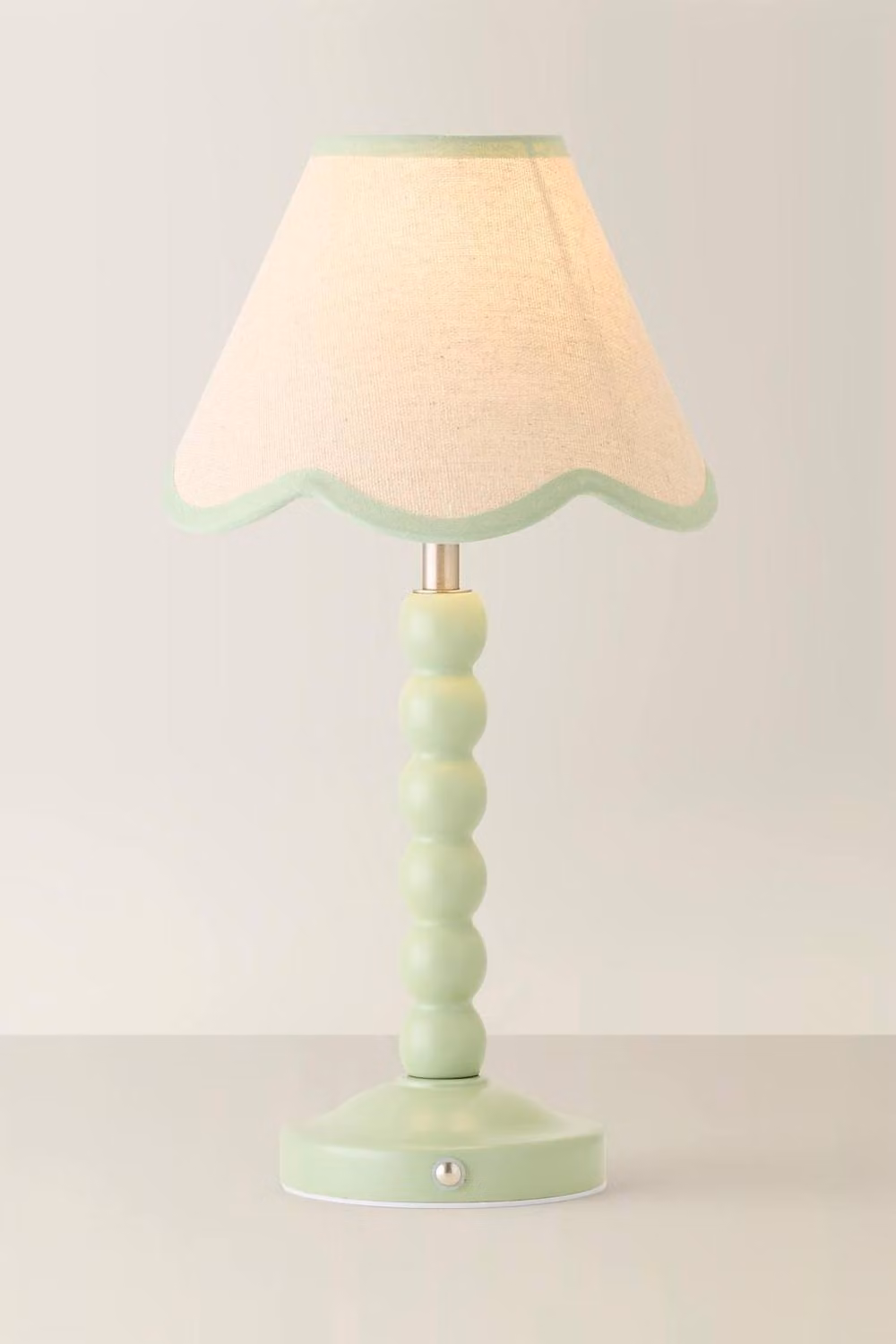 ValueLights Bobbin Scallop Trim Rechargeable Portable Table Lamp in Green – 2
