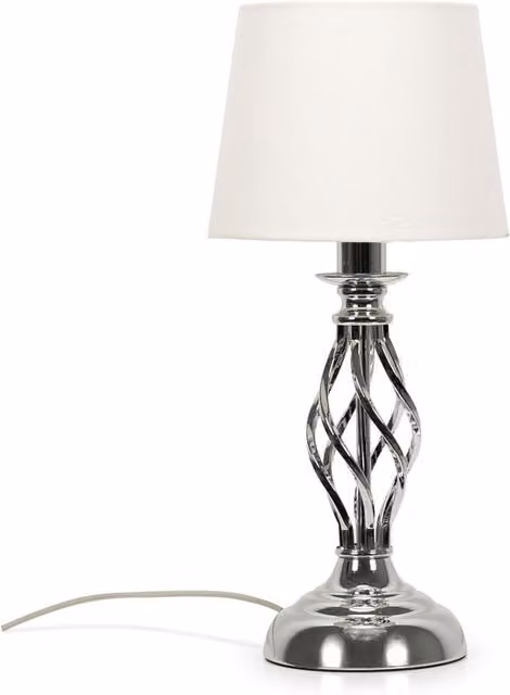 ValueLights Memphis Twist Tabletop Lamp in Chrome, Height: 34 cm