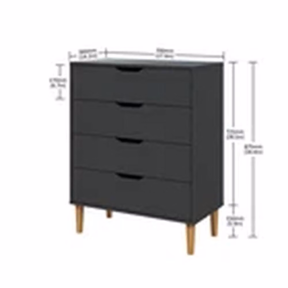 EONLION Dark Grey 4 Drawer Chest for Bedroom Storage, H 87.5 x W 70.0 x D 36.0 cm – 2