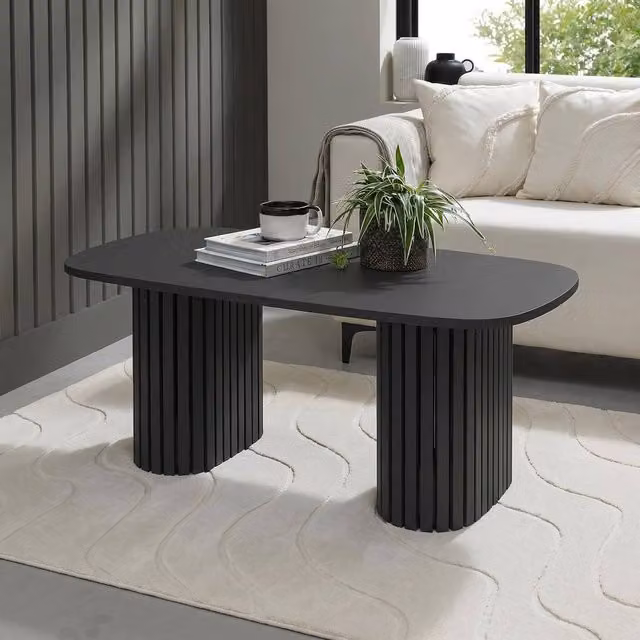 OHS Madison Ribbed Oval Coffee Table in Anthracite Black – 1