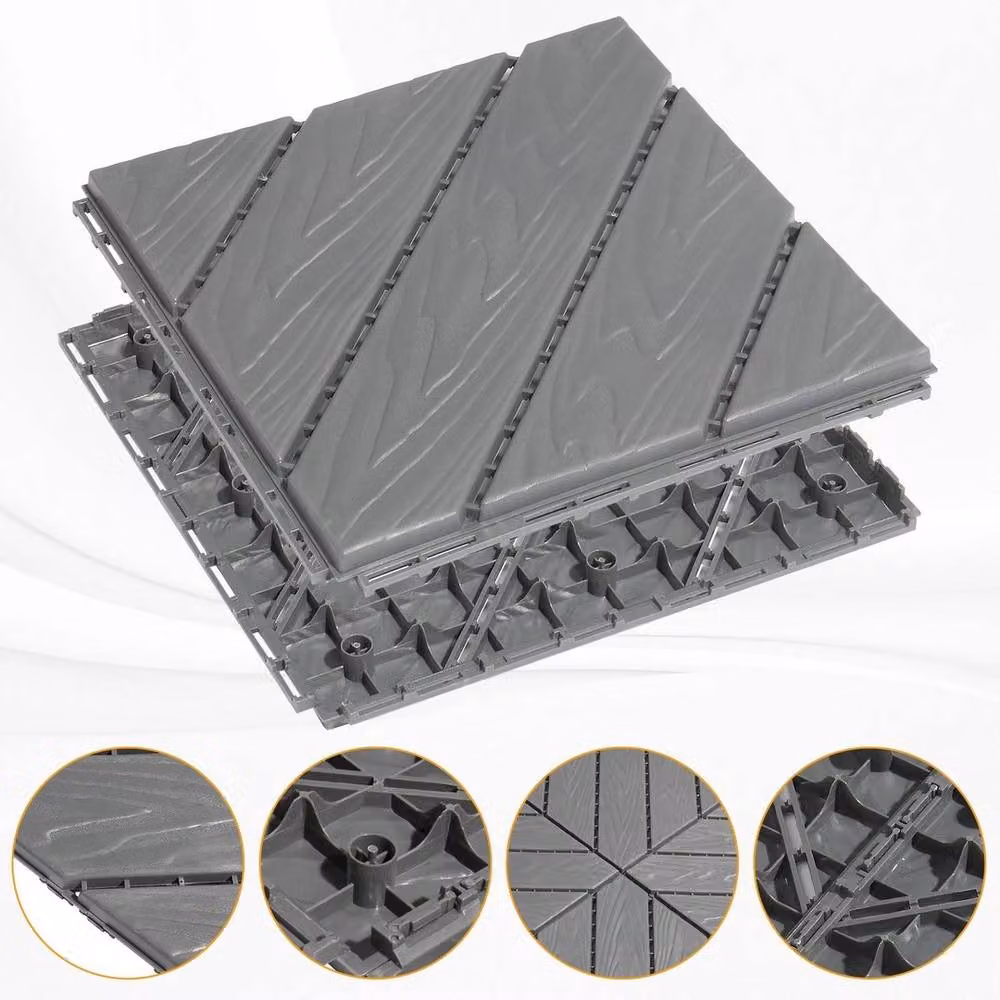 Kelvenix Modular Composite Decking Floor Deck in Grey, W: 52 cm, L: 1000 cm – 3