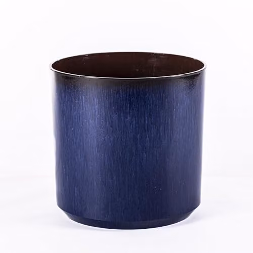 Garden Gear Ocean Blue Glazed Cylinder Planter Pot, Frost and UV Resistant Recycled Plastic, W: 26 cm, D: 31 cm, H: 36 cm
