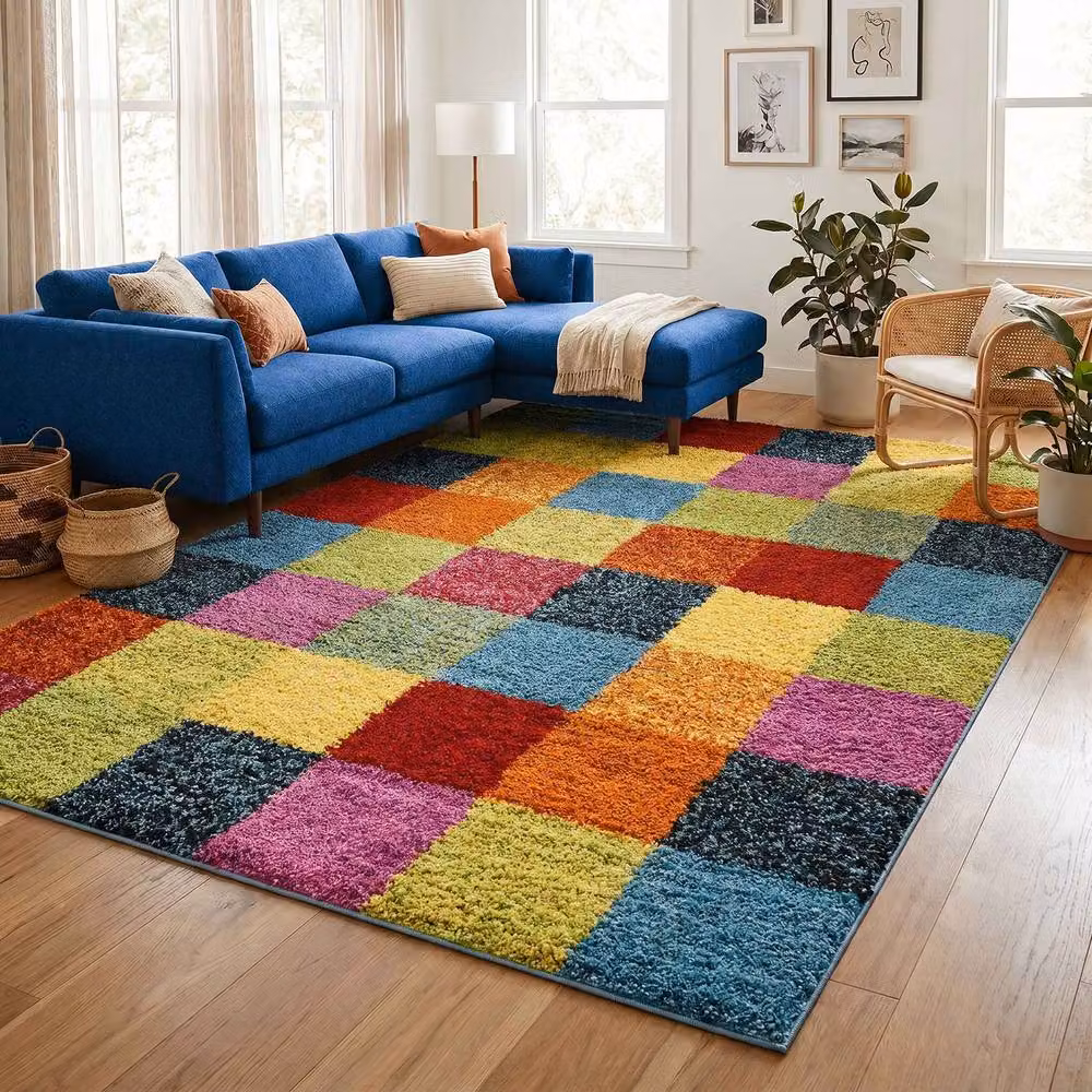 Desire Rugs Rio Geometric Multicolour Shaggy Modern Area Rug W: 120 cm, D: 170 cm – 3
