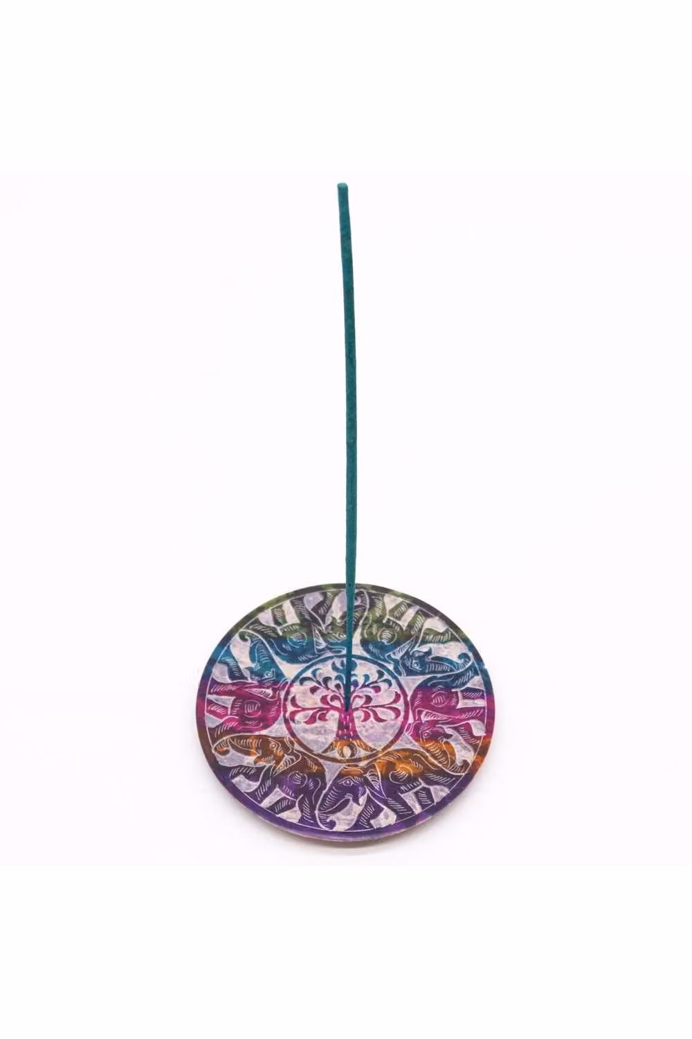 KDMD Lucky Elephants Soapstone Incense Holder in Multicolour with 6 Elephant Disc Design – 2