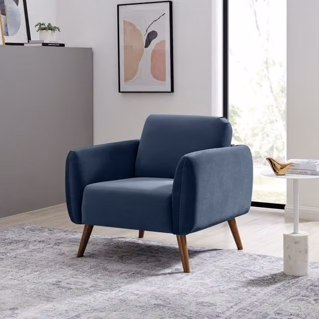 FurnitureboxUK Blue Velvet Tub Armchair