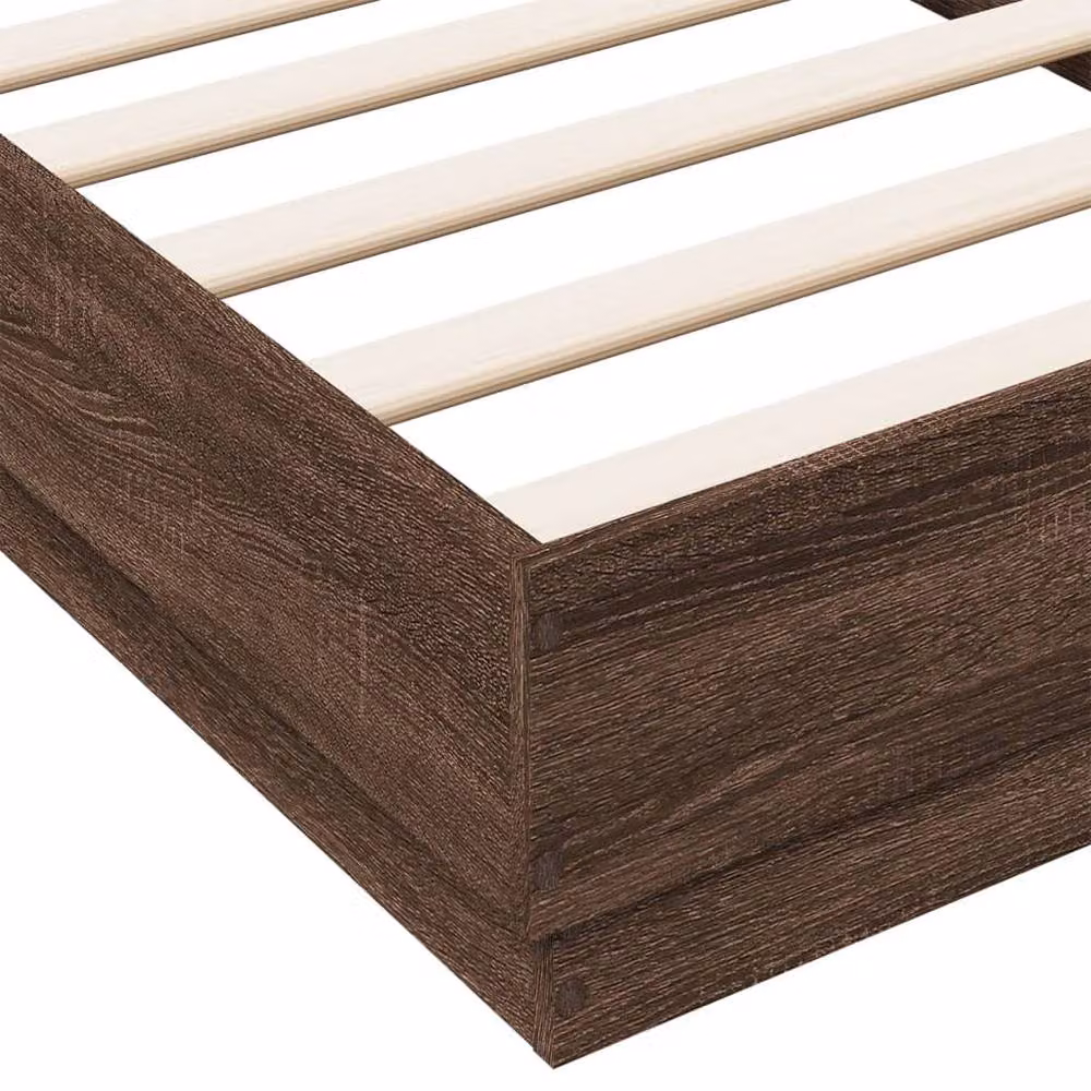 Berkfield Home Small Single Wood Bed Frame, Brown Oak, W: 75 cm, L: 190 cm – 4