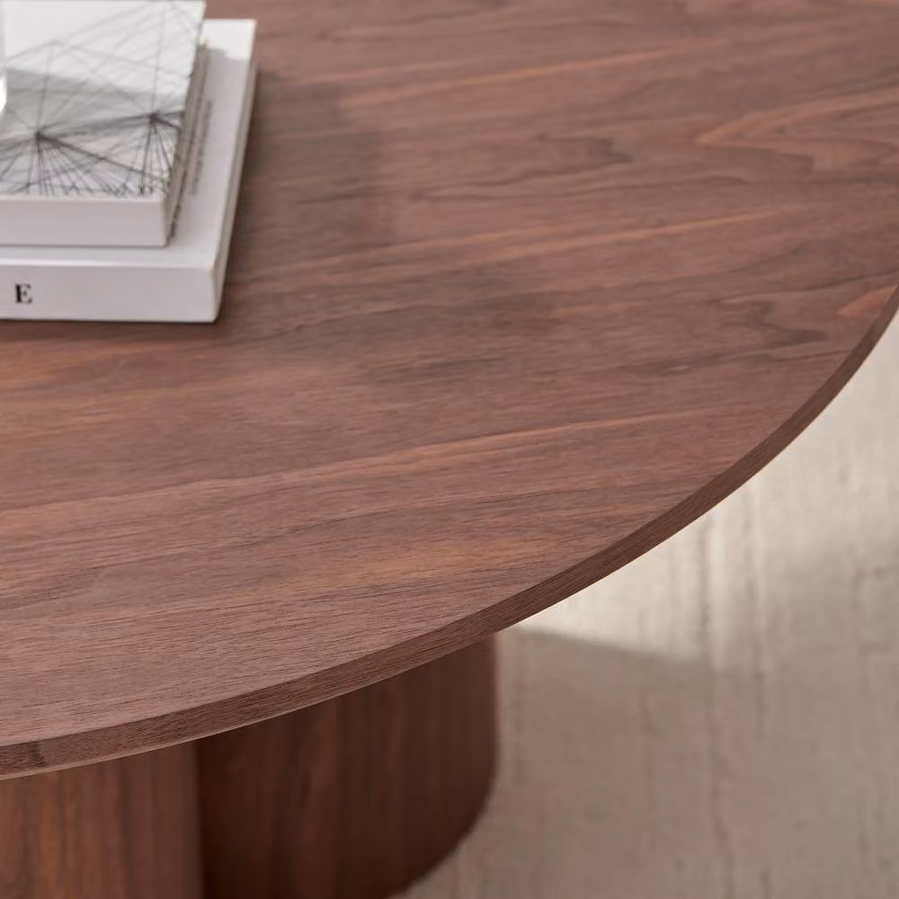 FurnitureboxUK Sutton Round Walnut Veneer Wood Coffee Table in Brown – 2
