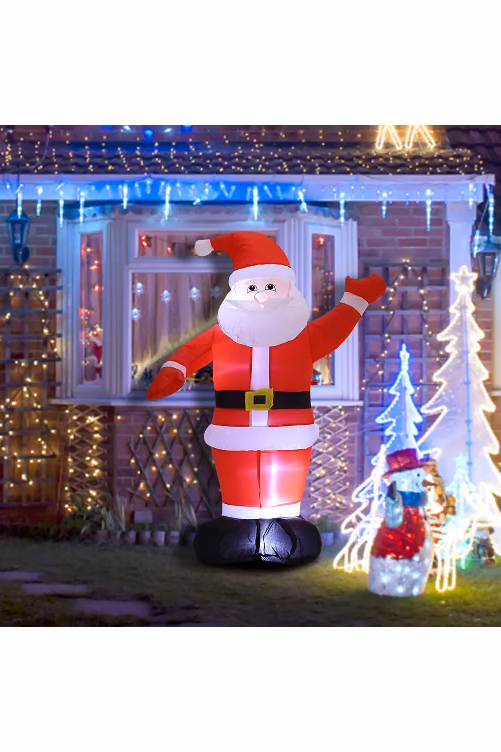 Living and Home Red Inflatable Santa Claus Christmas Decoration with LED Lights, Height: 120 cm – 3
