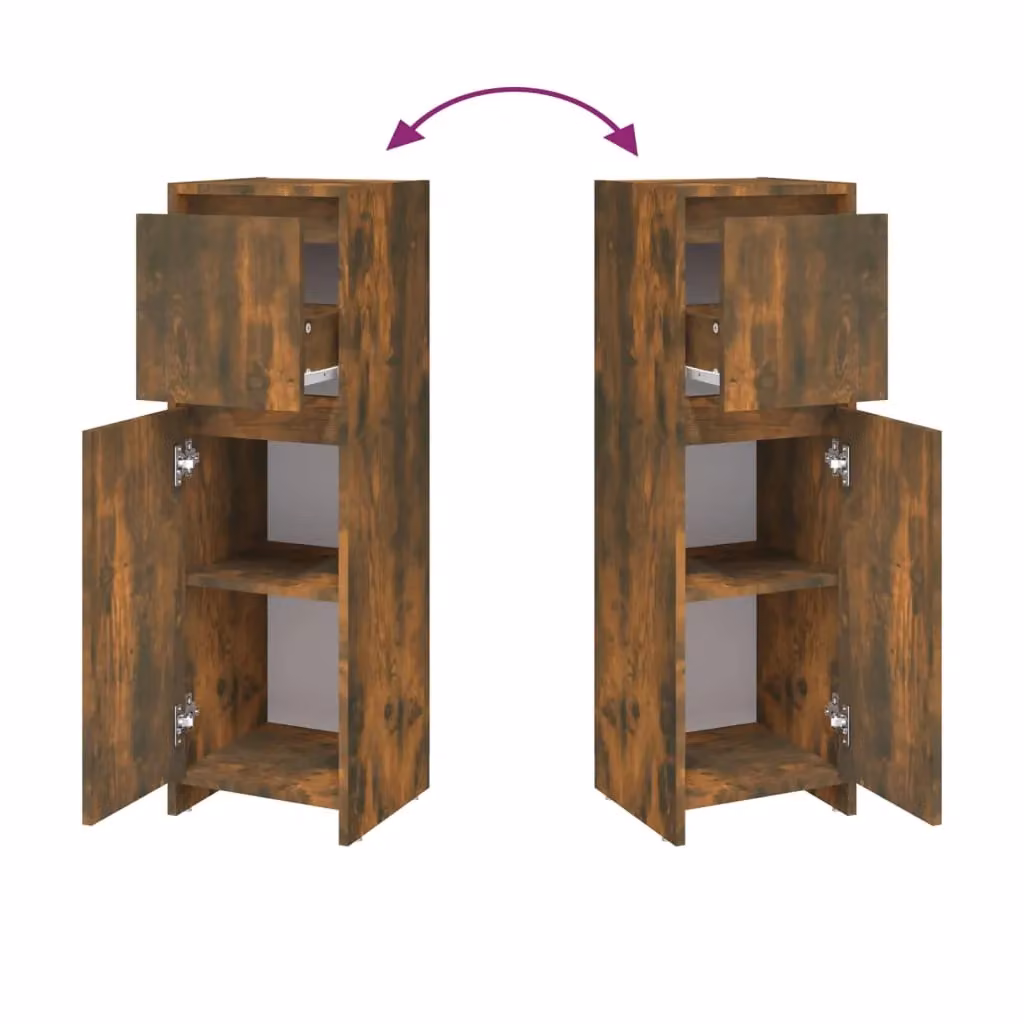 Berkfield Home Smoked Oak Bathroom Cabinet, Brown, W/D/H: 30 x 30 x 95 cm – 3