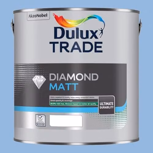 Dulux Trade Diamond Matt Blue Babe Water Based Paint, 2.5 l