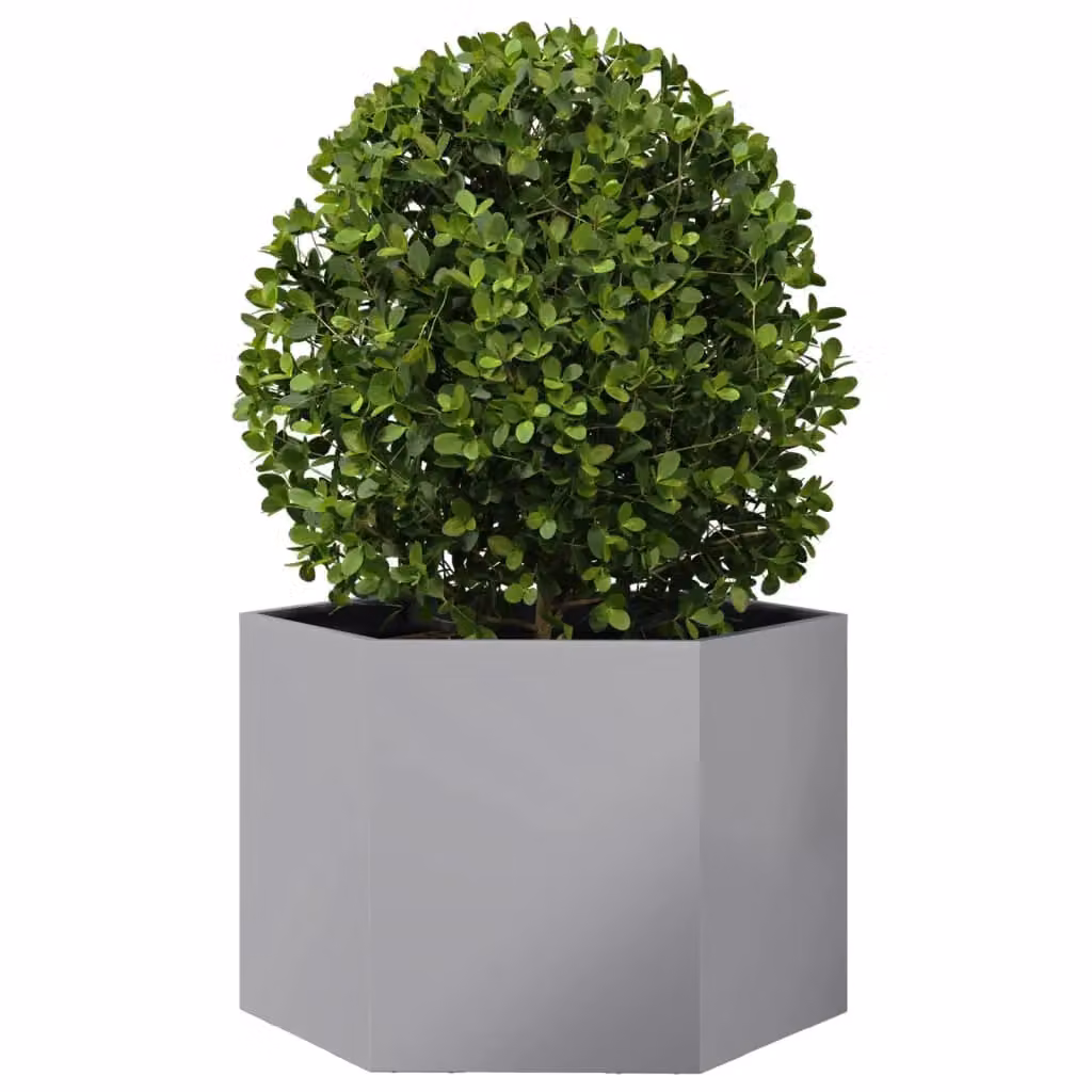 Berkfield Home Hexagon Garden Planter in Silver Galvanised Steel, W: 69 cm, D: 60 cm, H: 45 cm – 3