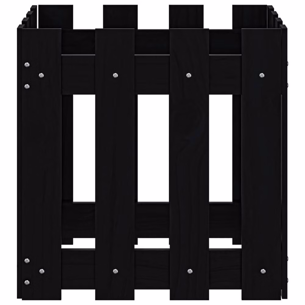 Berkfield Home Garden Planter with Fence Design in Black, Solid Wood and Plastic, W/D/H: 40 x 40 x 40 cm – 4
