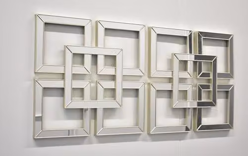 DEENZ Art Deco Gold Geometric Wall Mounted Mirror, W: 40 cm x H: 40 cm