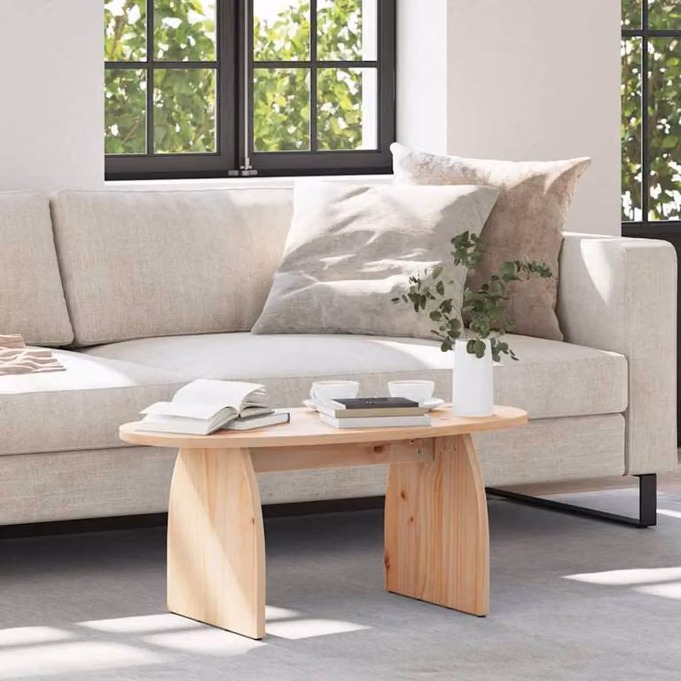 Berkfield Home Natural Solid Pine Wood Coffee Table, W/D/H: 80 x 40 x 35 cm