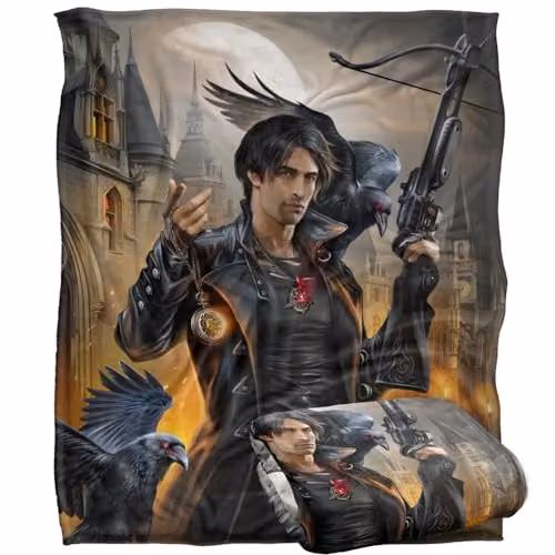 JQ Licensing En Night Hunter Ravens Silky Touch Super Soft Throw Blanket, White, W/D: 152 x 127 cm – 1