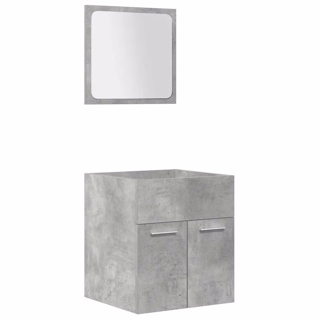 Berkfield Home 4 Piece Modern Wall Mounted Bathroom Furniture Set in Matt Concrete Grey – 2