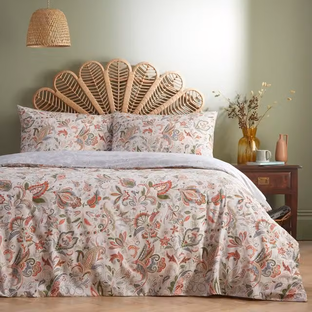 Charlotte Thomas Jacobus Floral Duvet Cover and Pillowcase Set in Multicolour Vintage Beige and Yellow
