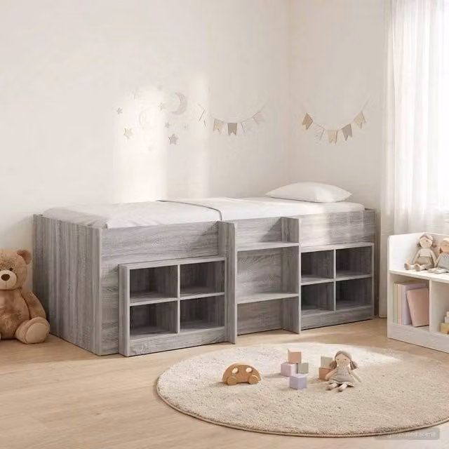 Berkfield Home Loft Bed Frame with Cabinet in Grey Sonoma Engineered Wood – 1
