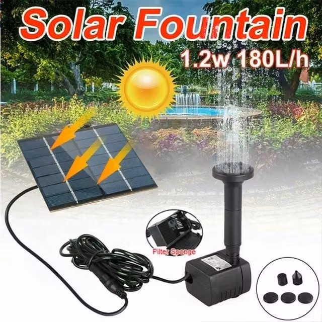 SPETLEK Solar Panel Powered Water Feature Pump in Black