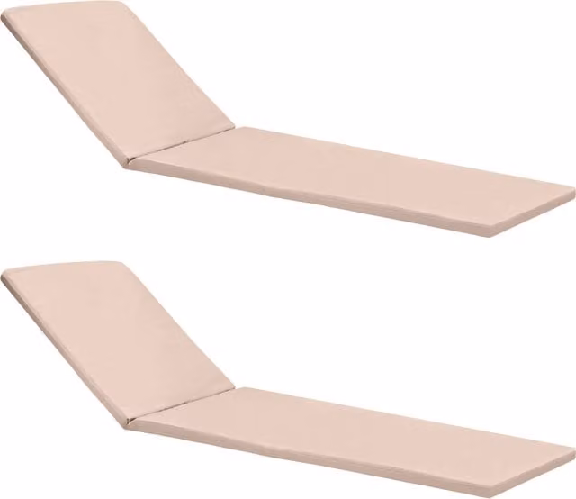 Gardenista Water Repellent Outdoor Sun Lounger Cushion in Beige, Set of 2