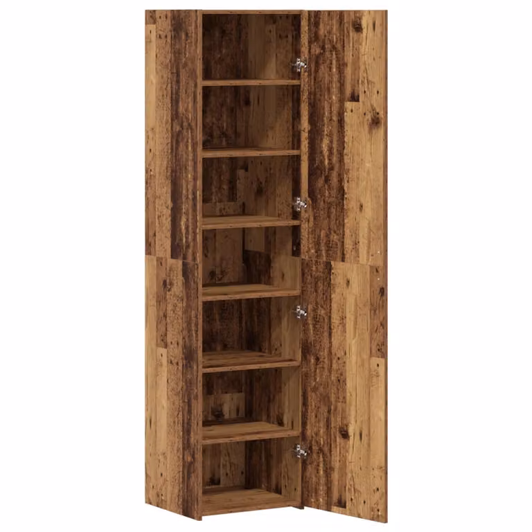 Berkfield Home Rustic Old Wood Highboard in Brown, W/D/H: 45 x 42.5 x 185 cm