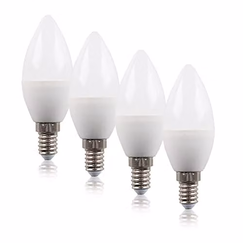 MiniSun Pack of 4 4W High Power LED SES E14 Frosted Opal Candle Bulbs, 3000K Warm White – 1