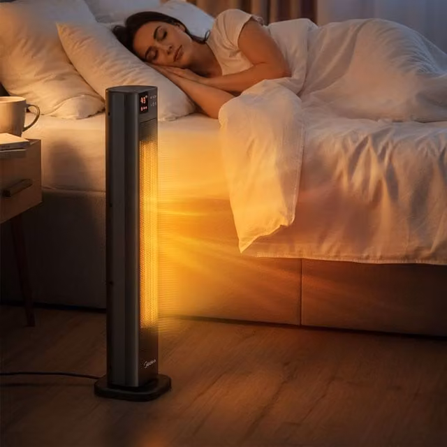 Living Star Black Ceramic Fan Heater with Thermostat, Remote Control and Safety Protection