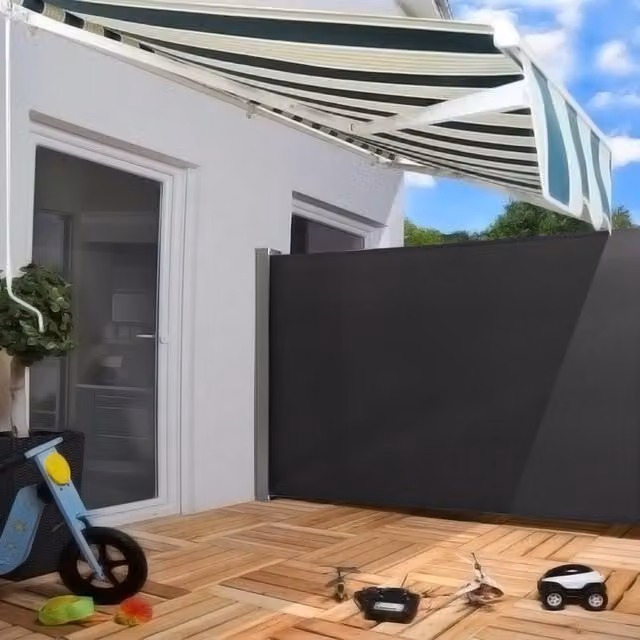 Breeins Grey Outdoor Retractable Privacy Side Awning, W/H: 180 x 180 cm