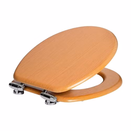Harbour Housewares Soft Close Oval MDF Wooden Toilet Seat in Orange