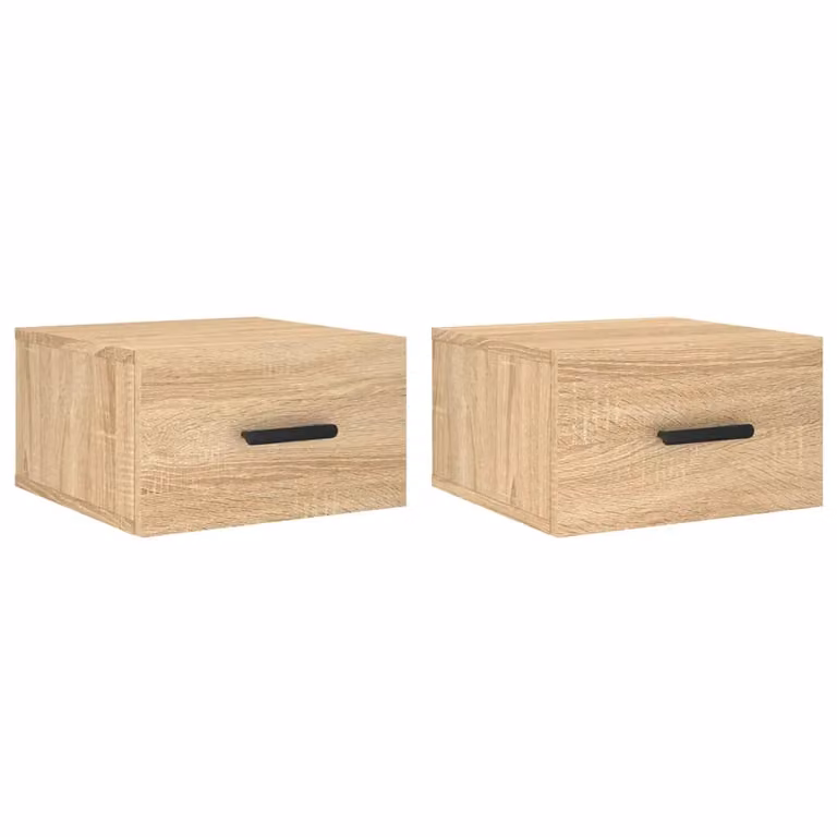 Berkfield Home Set of 2 Wall-mounted Bedside Cabinets in Sonoma Oak Brown, W/D/H: 35 x 35 x 20 cm