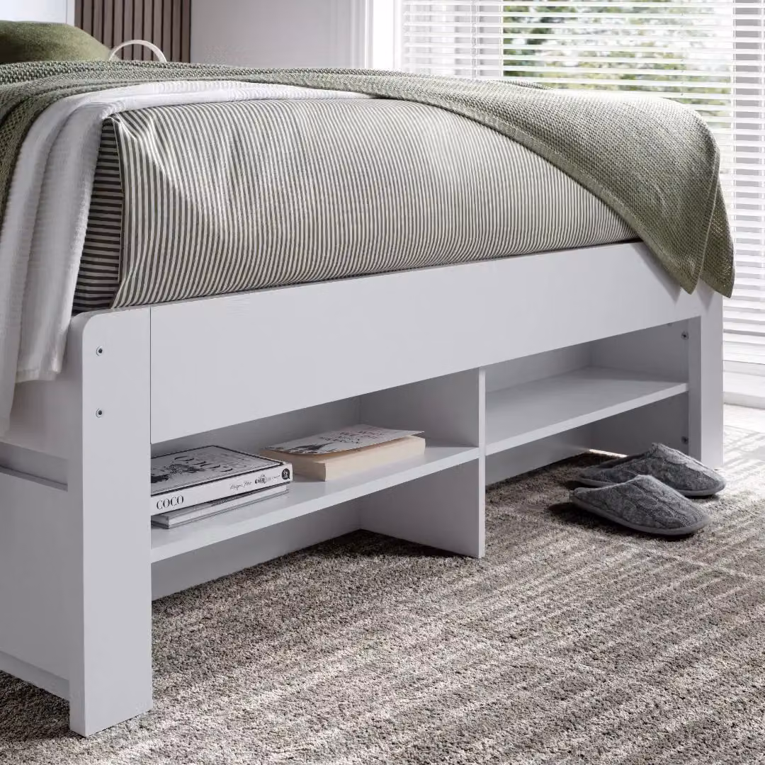 Bedmaster Fabio White Solid Wood Storage Bed with Drawer, W/D/H: 140 x 200 x 105.6 cm – 4