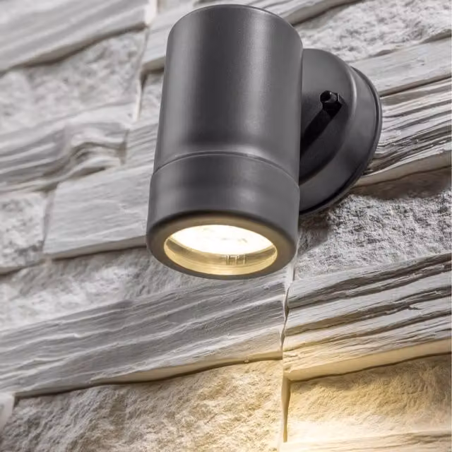 CGC Lighting Valentine Dark Grey Outdoor Single Spot Cylinder LED Wall Light