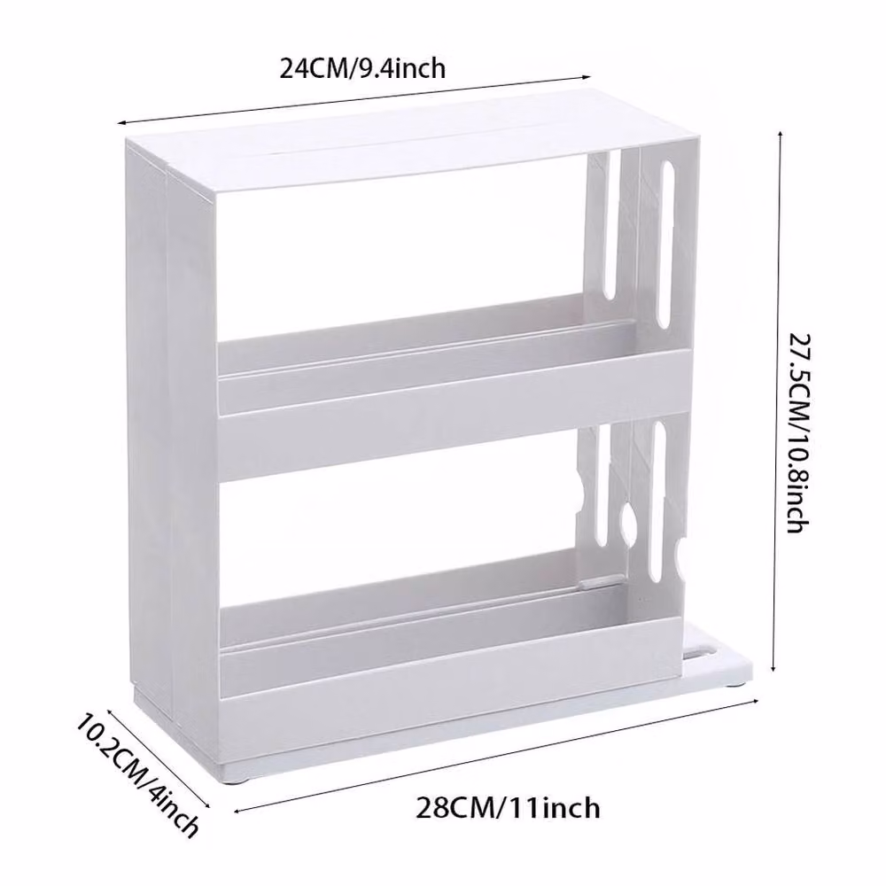 EONLION 2 Tier Plastic Revolving Spice Rack in White – 2