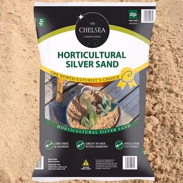 Deco-Pak Fine Silver Sand Horticultural Gravel for Ornamental Garden and Indoor Plant Drainage, 4 kg, Brown