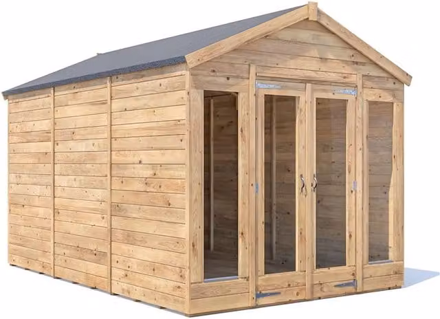 Dunster House Classic Gable Wooden Summerhouse, Brown, 8 x 12 ft