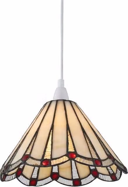 First Choice Lighting Ely Tiffany Easy Fit Pendant Shade in Red and Multicolour Glass
