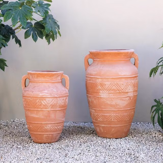 Primrose Antique Terracotta Athenian Jar Vase Planter, Brown and Orange, H 75 cm x W 45 cm x D 45 cm