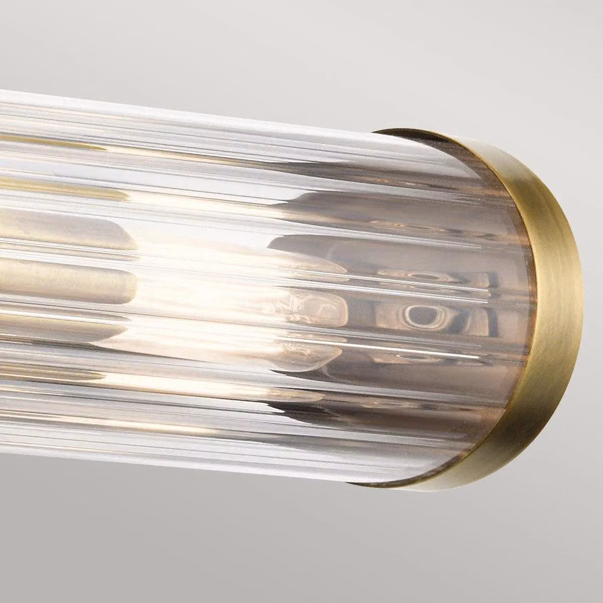 Kichler Azores IP44 Bathroom Wall Lamp in Natural Brass and Yellow Glass – 3