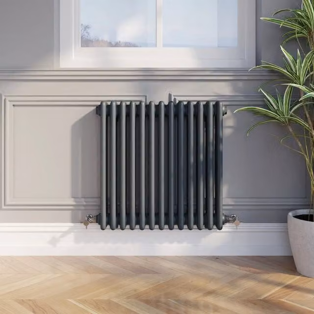Temprazo Anthracite Steel Wall Mounted Column Radiator H: 119 cm, W: 30 cm, D: 10 cm
