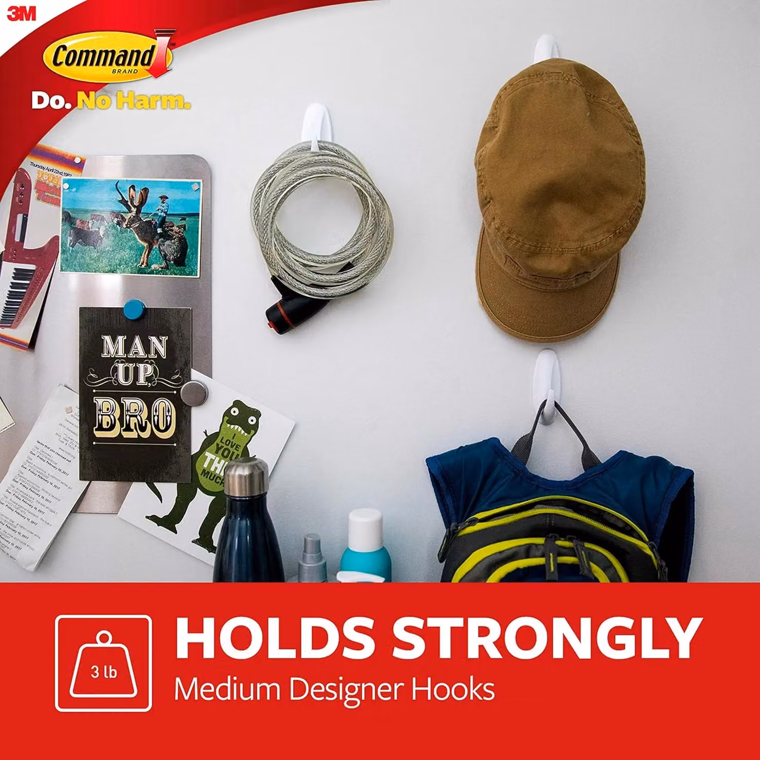 3M Command Medium Designer White Plastic Hooks for Hanging Coats – 3