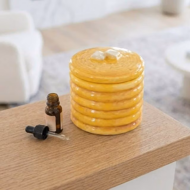 Garden Greatness Pancake Stack Ceramic Oil and Wax Melt Burner with Star Cut-Out Design, Yellow – 2
