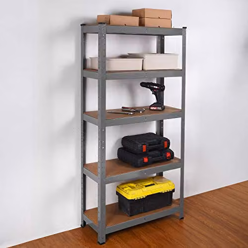 Direct Online Houseware House of Home 5 Tier Heavy Duty Metal Garage Shelving Unit, Grey, W/D/H: 70 x 30 x 150 cm – 3